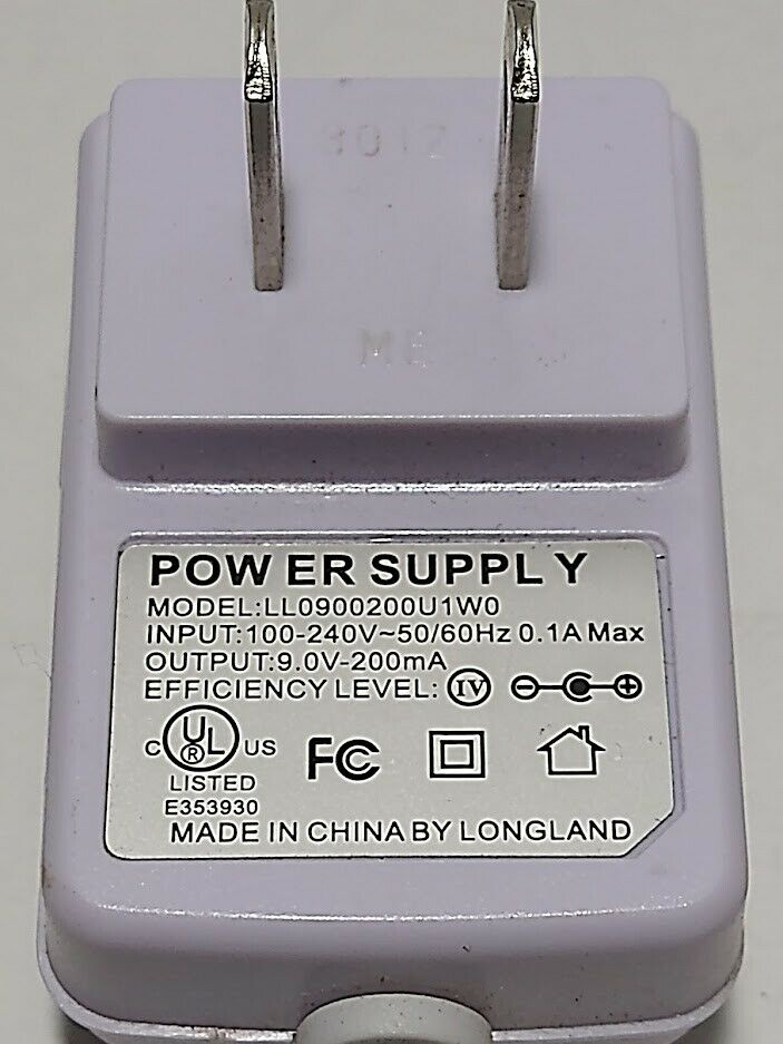Longland AC Power Supply Cord Adapter Model LL0900200U1W0 9V 200mA Connection Split/Duplication: 1:1 Type: Adapter F - Click Image to Close